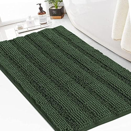 Turquoize Bathroom Rug 24"x36", Absorbent Chenille Bath Rug, Bronze Green