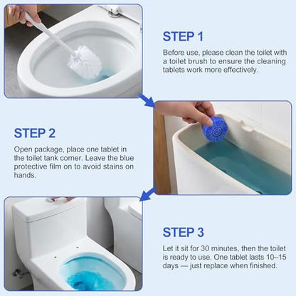 Msvvko Toilet Bowl Cleaner Tablets 100 Count - Blue Toilet Tank Cleaner Blocks Bulk Pack, Long Lasting Bathroom Deodorizer, Hard Water Stain Remover & Descaler, Septic Safe No-Scrub Daily Freshness