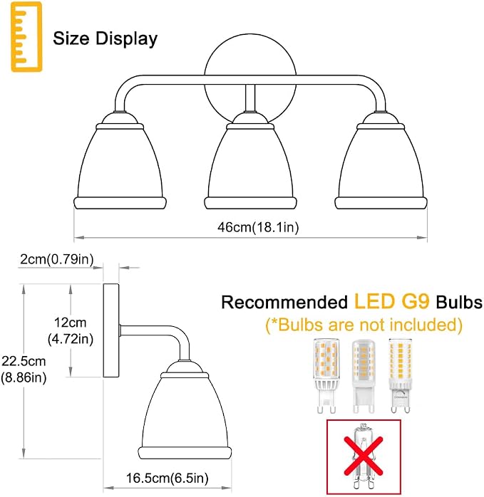 Daunton 3-Light Bathroom Vanity Light Gold, Vintage Vanity Light Fixtures Over Mirror, Brass Bathroom Light with Flower Glass Shade, Art Deco Wall Sconce Lighting for Bedroom, Living Room