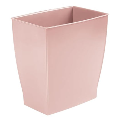 iDesign Small Plastic Bathroom Trash Can, Slim Rectangle Garbage Bin, Pink | Bedroom, Office, Dorm