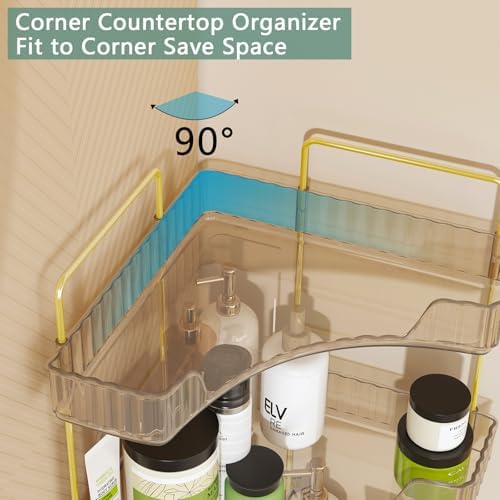 Webetop 3 Tier Corner Bathroom Organizer Countertop for Skincare & Dresser