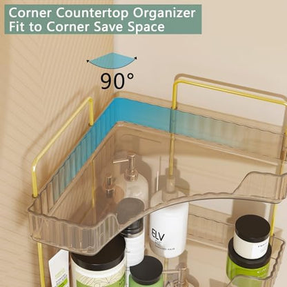 Webetop 3 Tier Corner Bathroom Organizer Countertop for Skincare & Dresser