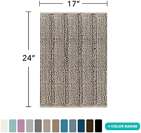 Turquoize Bathroom Rugs Shaggy Chenille Bath Rug Non Slip Thick Shaggy Bath Mats for Bathroom Chenille 1-Piece Bath Mat Set, Soft Super Absorbent Shower Rug Washable Mats, 17"x24", Taupe