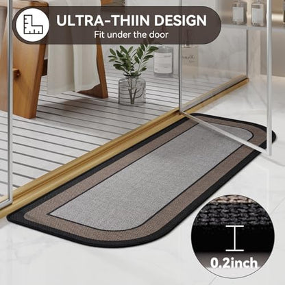 YDKGL Bathroom Runner Rug, Long Thin Bath Mat Fit Under Door, Grey 24x48