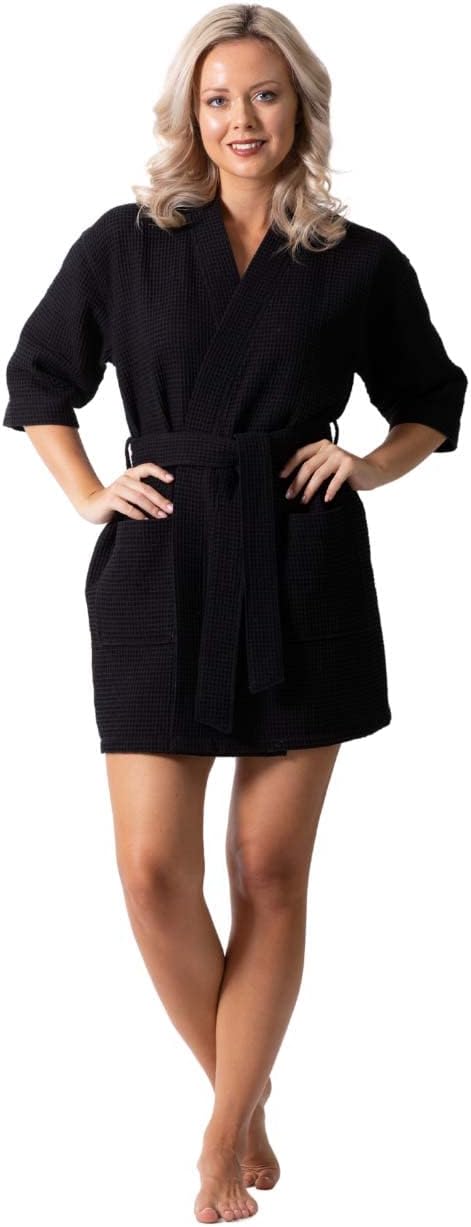 Lightweight Waffle Knit Bath, Spa & Bridesmaids Kimono Short Robes for Women - Quick Dry & Soft