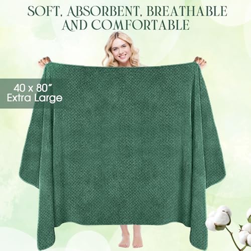 Peryiter 6 Pcs Bath Towel Set, Oversized Bath Sheet for Adults, Dark Green
