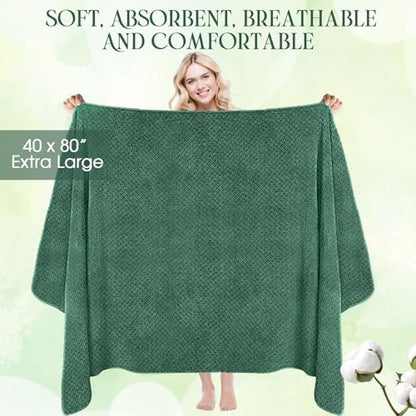 Peryiter 6 Pcs Bath Towel Set, Oversized Bath Sheet for Adults, Dark Green