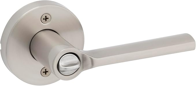 Kwikset Lisbon Round Entry Door Knob with Lock and Key, Secure Keyed Handle Exterior, Front Entrance and Bedroom, Satin Nickel, Pick Resistant SmartKey Rekey Security and Microban