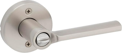 Kwikset Lisbon Round Entry Door Knob with Lock and Key, Secure Keyed Handle Exterior, Front Entrance and Bedroom, Satin Nickel, Pick Resistant SmartKey Rekey Security and Microban