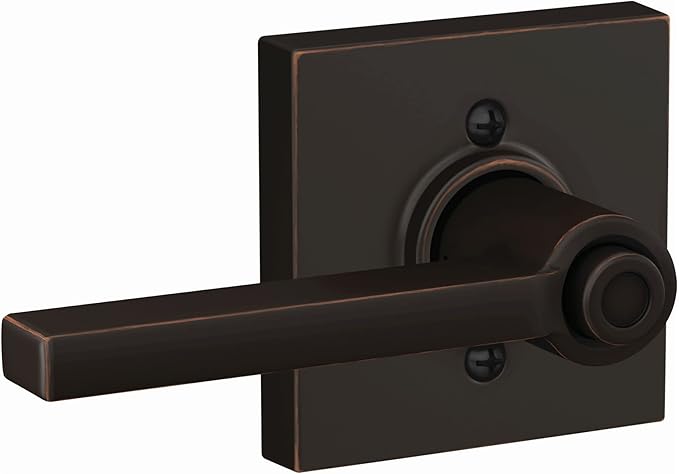 Schlage F40 LAT 625 COL Latitude Lever with Collins Trim Bed & Bath Privacy Door Lock, Bright Chrome