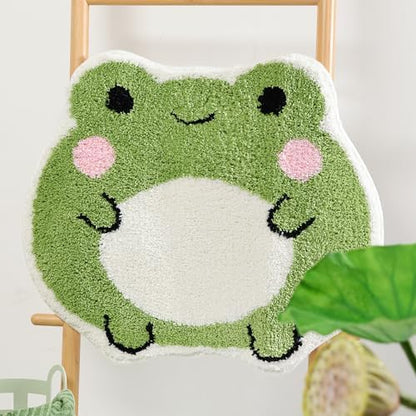 Panstar Cute Non Slip Frog Bath Rug, Luxury Absorbent Shaggy Shower Rug, Fun Animal Shaped Washable Bathroom Decor