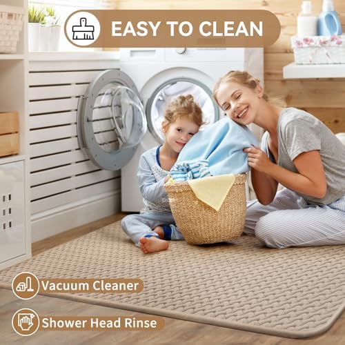 YDKGL Bathroom Rugs Non Slip, Foam Weave Texture Bath Mat, Brown 20x31