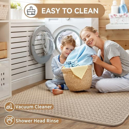 YDKGL Bathroom Rugs Non Slip, Foam Weave Texture Bath Mat, Brown 24x35