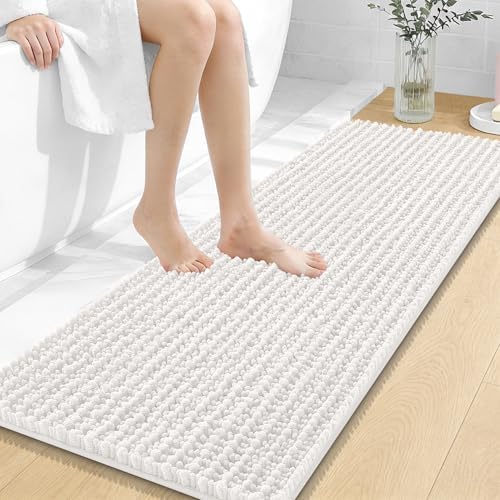 OLANLY Bathroom Runner Rugs 47x17, Thick Soft Absorbent Chenille Bath Rugs