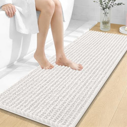 OLANLY Bathroom Runner Rugs 47x17, Thick Soft Absorbent Chenille Bath Rugs