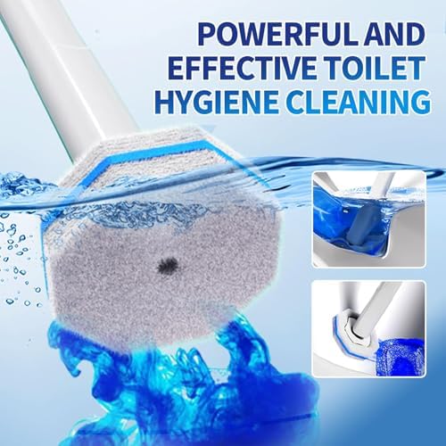 Disposable Toilet Brush Cleaning System with 50pcs Refills Pads Replacement Heads, Toilet Cleaning Stick, Wall Mounted Wand Kit Bathroom Maintenance, Toilet Bowl Cleaner Brush Holder and Set