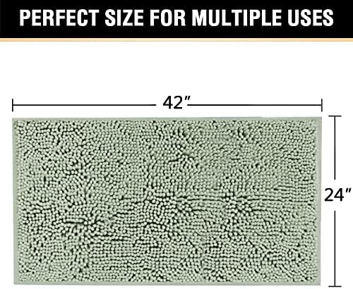 H.VERSAILTEX Microfiber Bath Rugs Chenille Floor Mat Ultra Soft Washable Bathroom Dry Fast Water Absorbent Bedroom Area Rugs, 24 x 42 - Inch, Sage