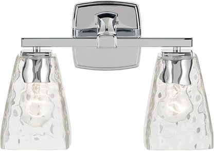 Kichler Marant 14.25" 2-Light Vanity Light with Clear Water Glass in Chrome, for Bathroom, Powder Room, Over a Mirror, (14.25" W x 9.5" H), 55215CHWTR