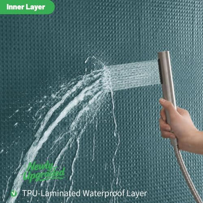 No Hook Waffle Shower Curtain, No Liner Needed, 71x74 Inch, Seaweed Green