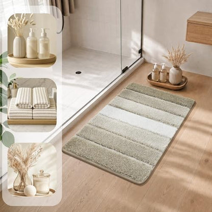 COSY HOMEER Bathroom Rugs 59x20,Ultra Soft Absorbent Bath Mat,Beige