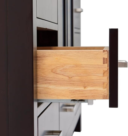 ARIEL Cambridge 66-inch Bathroom Vanity Base Cabinet,Solid Wood, 2 Soft Closing Doors, 9 Dovetail Drawers, Espresso