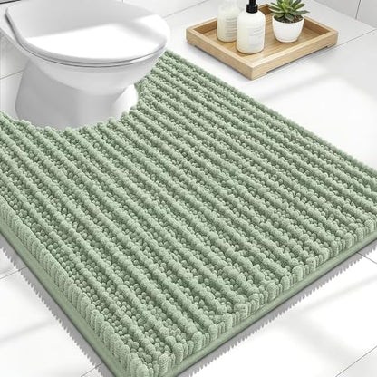 OLANLY U-Shaped Toilet Rug 24x20, Thick Soft Absorbent Chenille Contour Rug