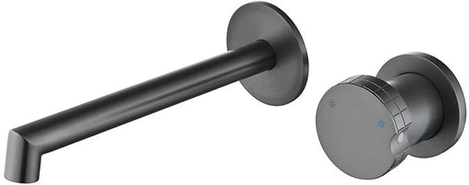 BiaoTeng Concealed Wall Mounted Faucet Bathroom Brass Hot and Cold Faucets for Bathroom Sinks Single Handle Grey