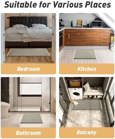 Upgraded Waffle Bath Mat Runner Absorbent Non Slip Bathroom Mat, 2' x 6'