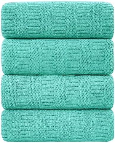 Ycosy 4 Pack Extra Large Microfiber Bath Towels Set,35x70 inches,600GSM,Less Lint Highly Absorbent Super Soft & Quick Dry,Oversized Bath Towels,Perfect for Bathroom Gym Pool,Teal Blue