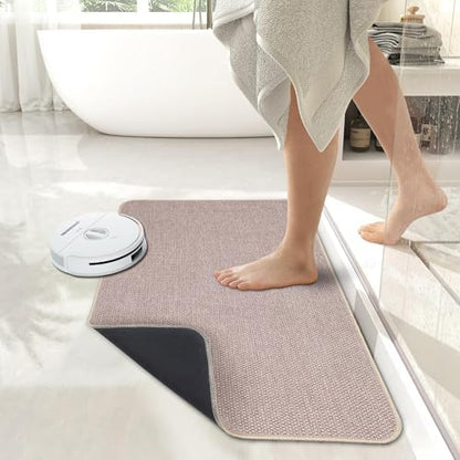Bosap Bath Mat,Ultra Thin Bathroom Rugs,Rubber Bath Mats for Bathroom,No Slip Bath Rugs,Quick Dry,Machine Washable,Low Pile,Absorbent,Shower Outside,Sink,Home Decor Accessories.Beige,2'x3'(24x36inch)