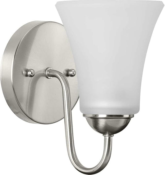 Progress Lighting Classic Collection 1-Light Etched Glass Traditional Bath Vanity Light Brushed Nickel