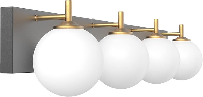 Aipsun Mid Century Modern Vanity Light 4 Lights Milky Glass Modern Bathroom Light Fixtures Over Mirror(Exclude Bulb)