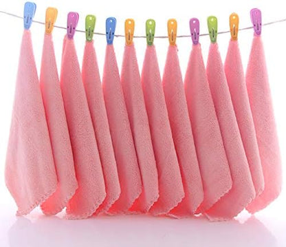 TENSTARS 12 Pack Premium Washcloths Set - Quick Drying - Soft Microfiber Coral Velvet Highly Absorbent Wash Clothes -Multipurpose Use as Bath Fitness, Spa, Facial, Fingertip Towel (Pink)