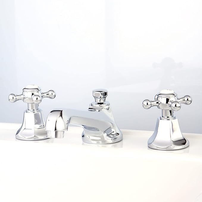 Kingston Brass KS4461BX Metropolitan Widespread Lavatory Faucet with Metal Cross Handle, Polished Chrome, 8-Inch Adjustable Center