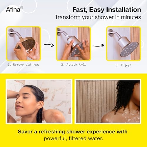 Afina Replacement Filter for Filtered Shower Head, Hard Water - 1 Pack