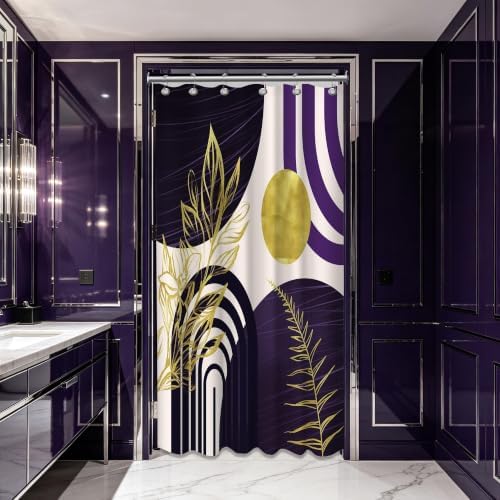 Dark Purple and Gold Stall Shower Curtain, 36X72 in Narrow Small