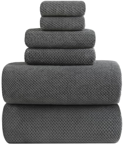 YTYC 39x78 Bath Sheets Set,Towels for Bathroom,Charcoal,6-Pieces