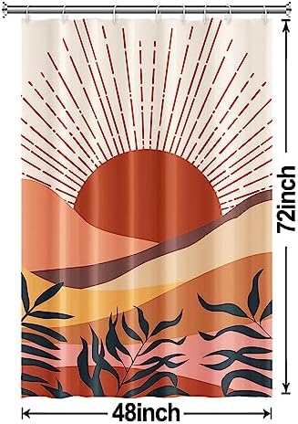 Boho Terracotta Stall Shower Curtain with Hooks 48x72 Inch