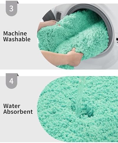 Disolla Mint Green Bathroom Rug 24x36 - Non-Slip Plush Thick Bath Mat, Highly Absorbent & Ultra Soft Fluffy Floor Mat, Machine Washable for Shower and Tub
