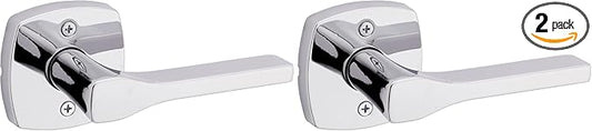 Kwikset Tripoli Dummy Door Handle, Single Sided for Closets, French Double Doors, and Pantry, Polished Chrome Non-Turning Reversible Interior Push/Pull Lever (Pack of 2)