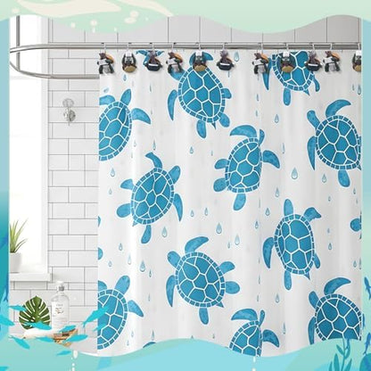 Amyhill 12 Pcs Turtle Shower Curtain Hooks Decorative Funny Turtle Shower Curtain Rings Stainless Steel Resin Sea Theme Bathroom Decor Suitable for Home Bedroom