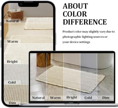 JIUZHEN Set of 2 Waffle Bathroom Rugs Non Slip Bath Mats 16"x24"+24"x48"
