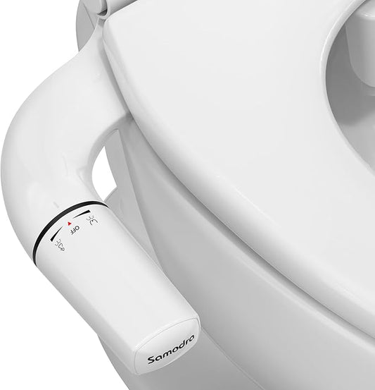 SAMODRA Ultra-Slim Bidet Attachment for Toilet - Self Cleaning Nozzle Hygienic Bidets for Existing Toilets - Adjustable Water Pressure Fresh Water Sprayer Toilet Bidet - Easy to Install