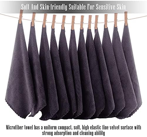 TENSTARS 12 Pack Premium Washcloths Set - Quick Drying- Soft Microfiber Coral Velvet Highly Absorbent Wash Clothes - Multipurpose Use as Bath, Spa, Facial, Fingertip Towel (Grey)