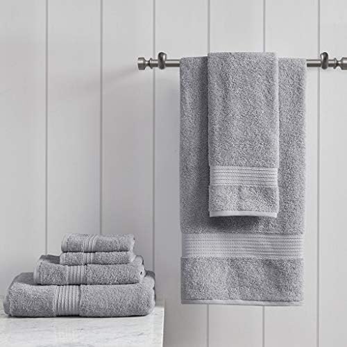 Madison Park Organic Cotton Bath Towel Set Absorbent, 6 Piece, Grey