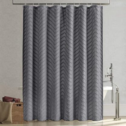 Grey Boho Fabric Shower Curtain 72 x 80 Inches