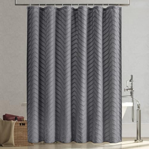 Grey Boho Fabric Shower Curtain 72 x 90 Inches
