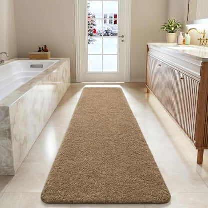 LOCHAS Bathroom Rug Runner 24x84 Inch, Bath Rugs Non Slip, Light Brown