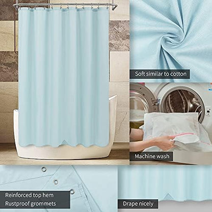 ALYVIA SPRING Waterproof Fabric Shower Curtain Liner, Washable Cloth Shower Curtain for Bathroom - Standard Size 72x72, Blue (Pack of 2)