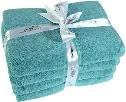 HILLFAIR Premium 100% Combed Cotton 12 Piece Bath Towels Set - Sea Green